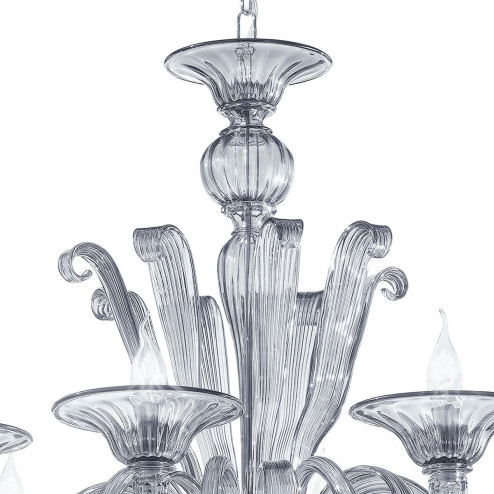 "Marinella" Murano glass chandelier - 8 lights - smoke