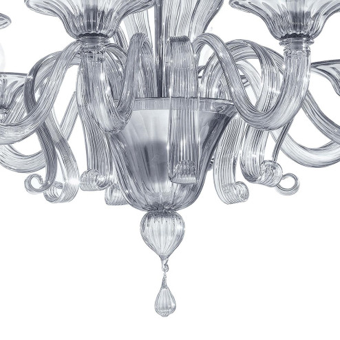 "Marinella" Murano glass chandelier - 8 lights - smoke