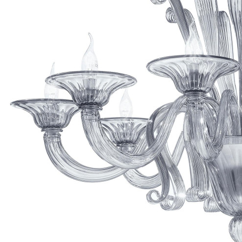 "Marinella" lustre en cristal de Murano - 8 lumières - fumée 