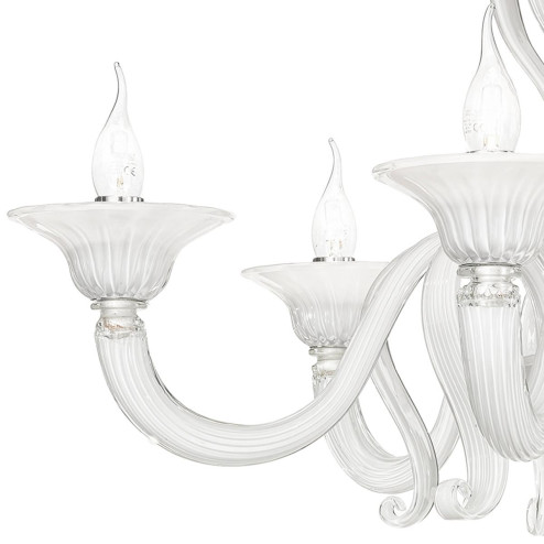 "Marinella" lustre en cristal de Murano - 6 lumières - blanc