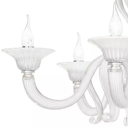 "Marinella" Murano glass chandelier - 6 lights - white