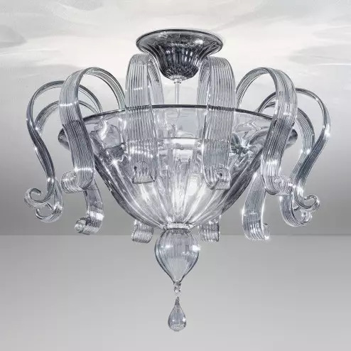 "Marinella" Murano glass ceiling light - 6 lights - smoke
