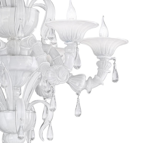 "Paradiso" lustre en cristal de Murano - 6 lumières - blanc