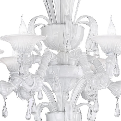 "Paradiso" lustre en cristal de Murano - 6 lumières - blanc