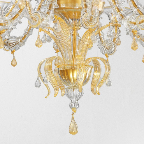 "Paradiso" lampara de araña de Murano - 12 luces - transparente y oro