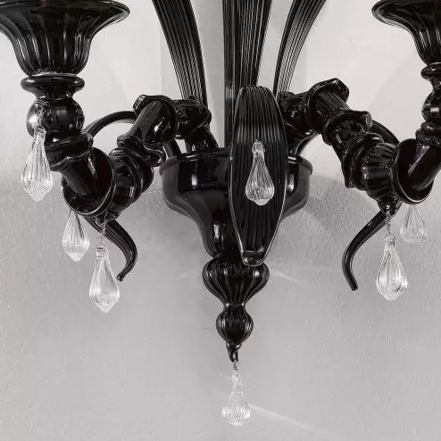 "Paradiso" Murano glass sconce - 2 lights - black