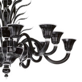 "Linda" lampara de araña de Murano - 6+6 luces - negro y blanco