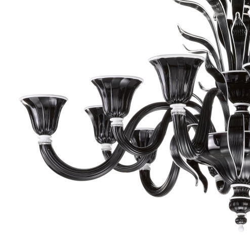 "Linda" Murano glas Kronleuchter - 6+6 flammig - schwarz und weiß