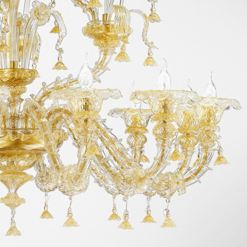 "Tabita" lustre en cristal de Murano - 12 lumières - or