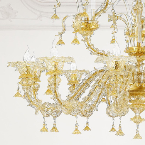 "Tabita" Murano glass chandelier - 12 lights - gold