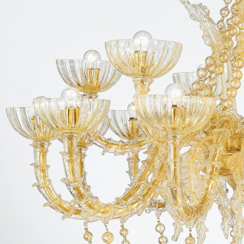 "Miriam " lustre en cristal de Murano - 18 lumières - or