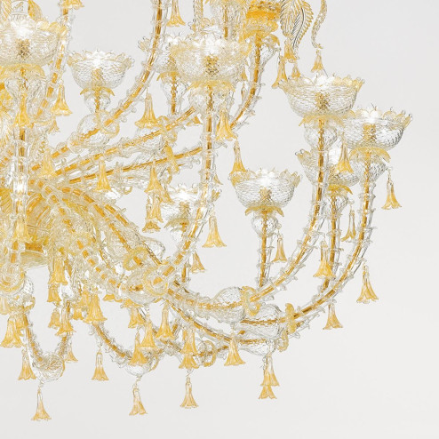 "Silvana" lustre en cristal de Murano - 32+8 lumières - or