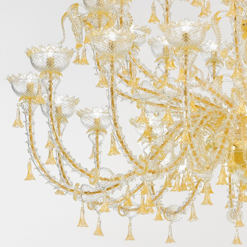"Silvana" lustre en cristal de Murano - 32+8 lumières - or