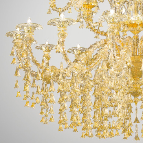 "Patrizia" lustre en cristal de Murano - 32+8 lumières - or