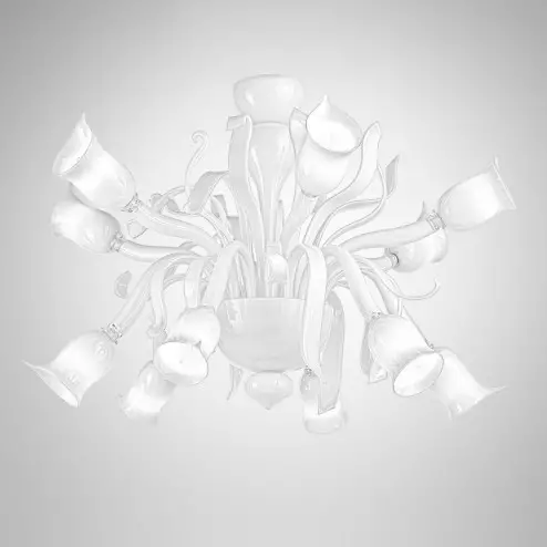 "Gigliola" Murano glas Kronleuchter  - 6+6 flammig - weiß