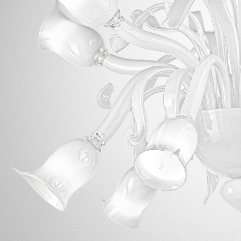 "Gigliola" Murano glas Kronleuchter  - 6+6 flammig - weiß