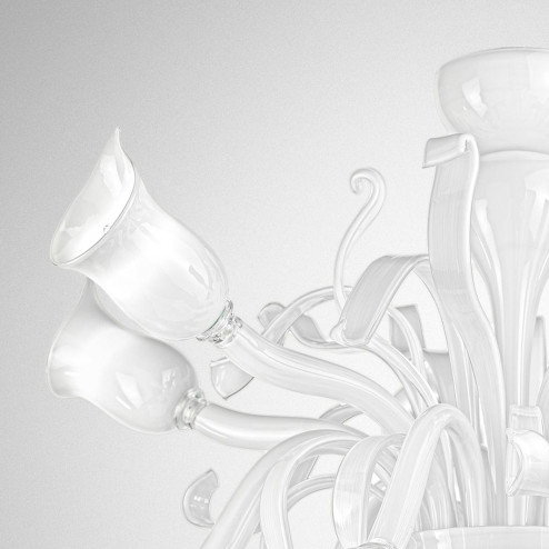 "Gigliola" lampara de araña de Murano - 6+6 luces - blanco