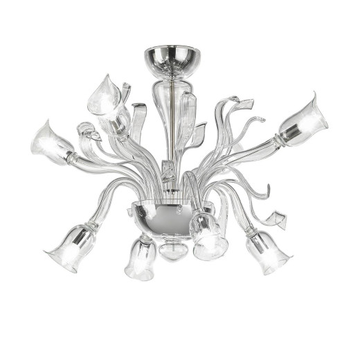 "Gigliola" lampara de araña de Murano - 4+4 luces - transparente