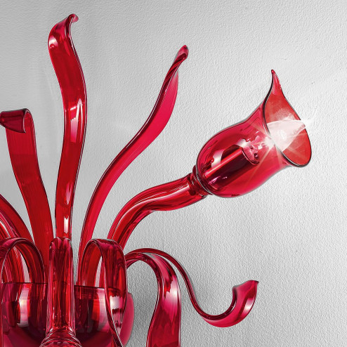 "Gigliola" Murano glas wandleuchte - 2+1 flammig - rot