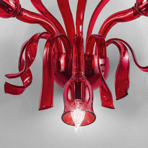 "Gigliola" applique en verre de Murano - 2+1 lumières - rouge