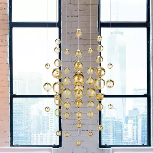"Virginia" lámpara colgante en cristal de Murano - 5 luces - ámbar