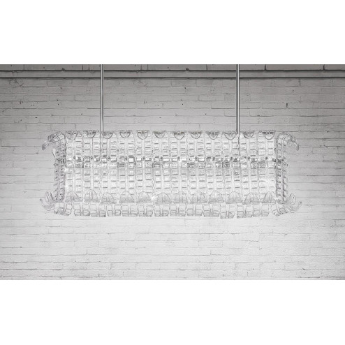 "Maida" gran lámpara colgante en cristal de Murano - 12 luces - transparente