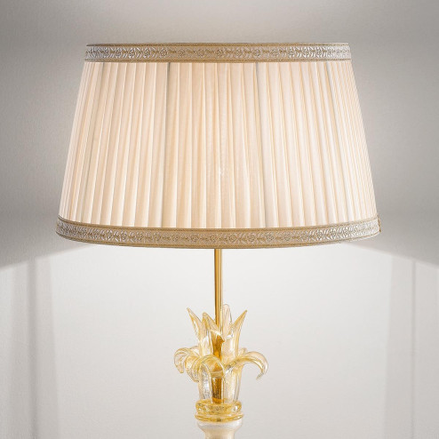 "Felicia" lampe de table en verre de Murano - 1 lumière - blanc et or