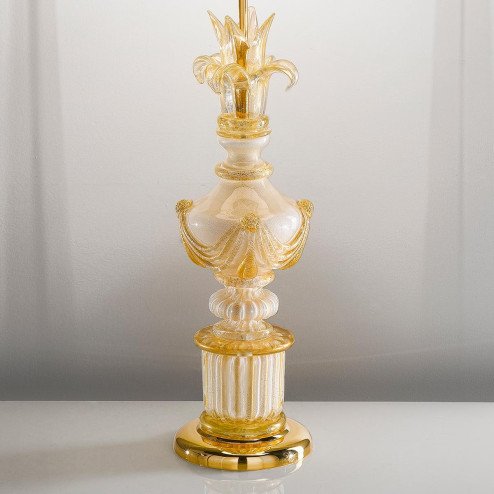 "Felicia" Murano glass table lamp - 1 light - white and gold