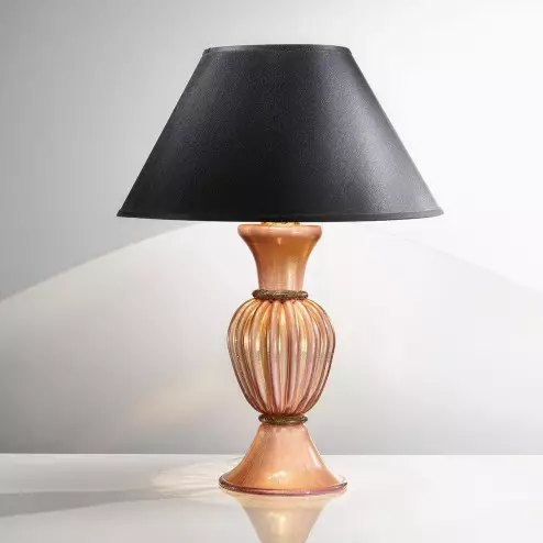 "Sabrina" lampe de table en verre de Murano - 1 lumière - rose, or and  noir