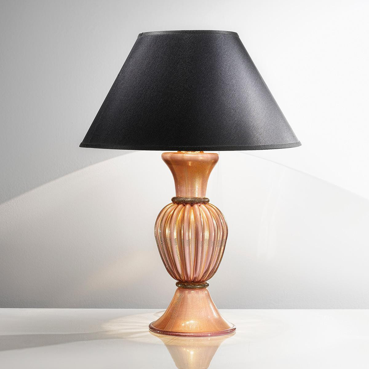 "Sabrina" Murano glass table lamp - 1 light - pink, gold and black