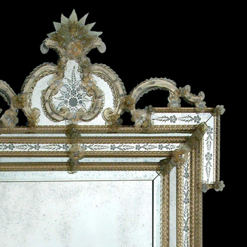 "Clelia " miroir vénitien en verre de Murano
