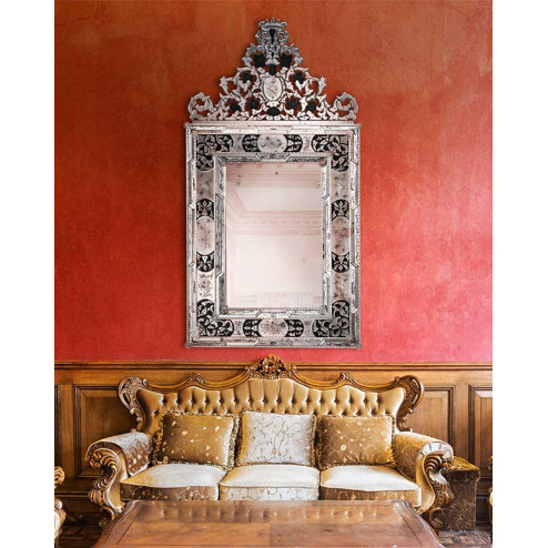 "Vincenza " espejo veneciano de cristal de Murano
