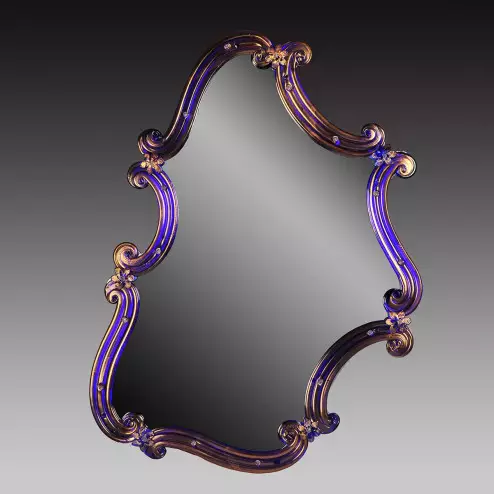 "Rosmunda blu" miroir vénitien en verre de Murano