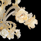 "Tallulah" lampara de araña de Murano - 6 luces - transparente, blanco y oro