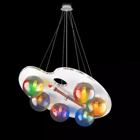 "Fancy" Murano glass pendant light - 6 lights - multicolor