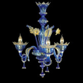 "Carine " Murano glas Kronleuchter - 3 flammig - blau und gold