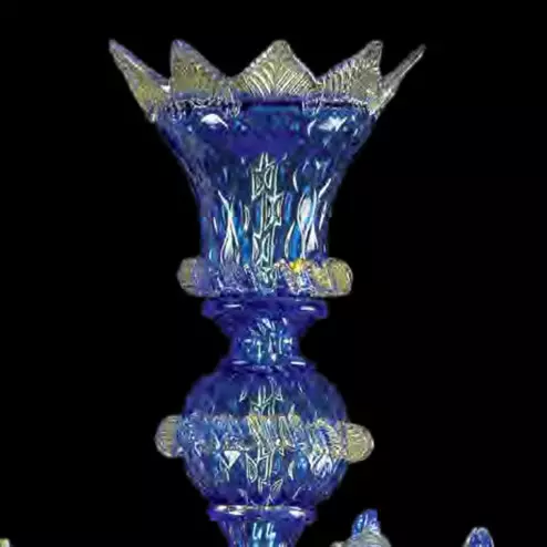 "Carine " lampara de araña de Murano - 3 luces - azul y oro