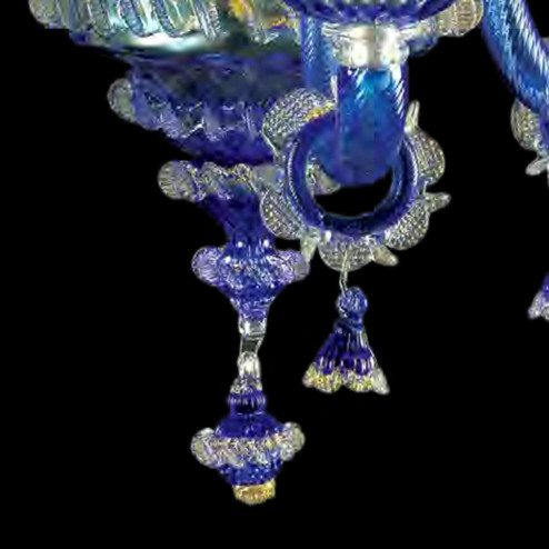 "Carine " lustre en cristal de Murano - 3 lumières - bleu et or