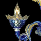 "Carine " Murano glas Kronleuchter - 3 flammig - blau und gold