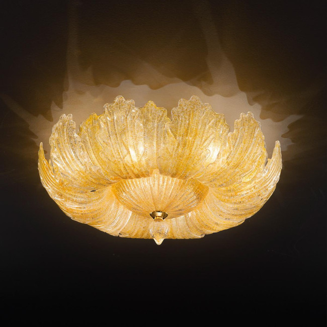 "Oliviera" Murano glass ceiling light - 10 lights - amber