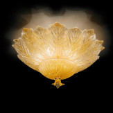"Leonilda " plafonnier en verre de Murano - 6 lumières - "rugiada" ambre