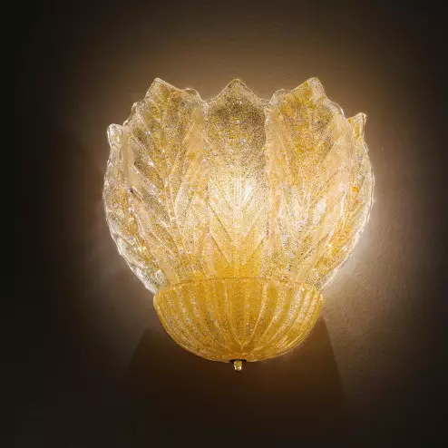 "Leonilda " Murano glass sconce - 3 lights - "rugiada" amber
