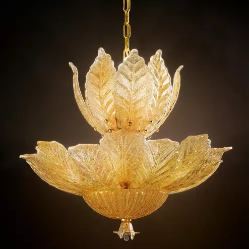 "Danila" Murano glass pendant light - 12 lights - "rugiada" amber