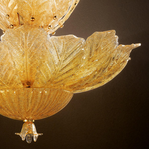 "Danila" lámpara colgante en cristal de Murano - 12 luces - "rugiada" ámbar