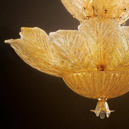 "Danila" lámpara colgante en cristal de Murano - 12 luces - "rugiada" ámbar
