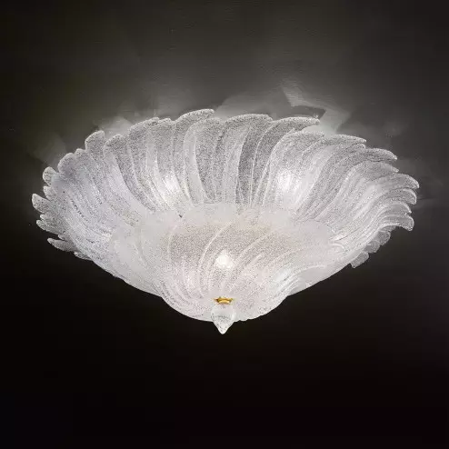 "Romilda " Murano glass ceiling light - 8 lights - "rugiada" transparent