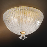 "Severa " lampara de techo de Murano - 3 luces - "rugiada" transparente