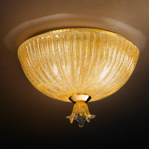 "Severa " lampara de techo de Murano - 2 luces - "rugiada" transparente