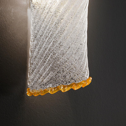 "Lara" Murano glass sconce - 2 lights - transparent "rugiada" and amber