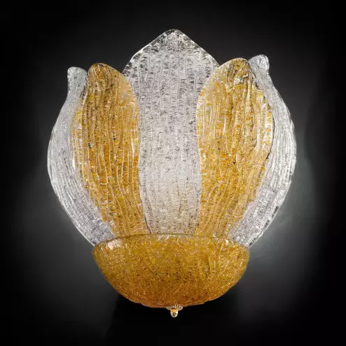 "Adriel" applique en verre de Murano - 3 lumières - "rugiada" transparent et ambre